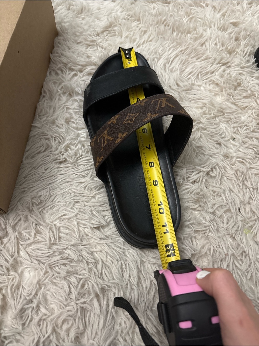 Louis Vuitton Men Monogram Brown and Black Leather Dual-Strap Slide Sandals - Picture 2 of 4